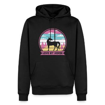 J’aime mon cheval - Sweat à capuche Premium bio Homme - noir - Devant - Nico (187cm)