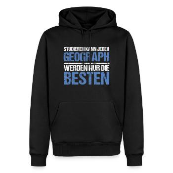Anyone can study - Geograph Edition - Men’s Premium Organic Hoodie - black - Front - Nico (187cm)