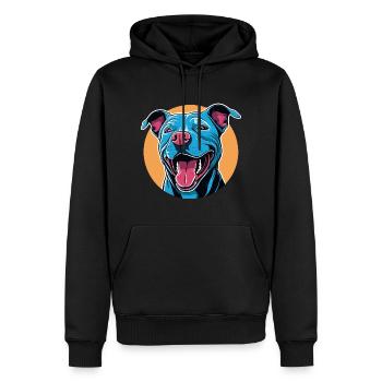 Chien qui rit - Sweat à capuche Premium bio Homme - noir - Devant - Nico (187cm)