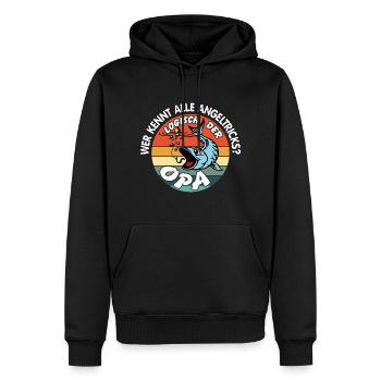 Opa mit Opa. Opa kennt alle Angeltricks - Männer Premium Bio Hoodie - Schwarz - Vorne - Nico (187cm)