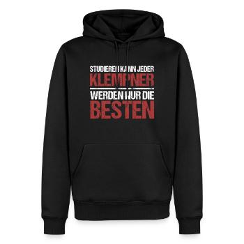 Anyone can study; Plumbers are the best - Men’s Premium Organic Hoodie - black - Front - Nico (187cm)