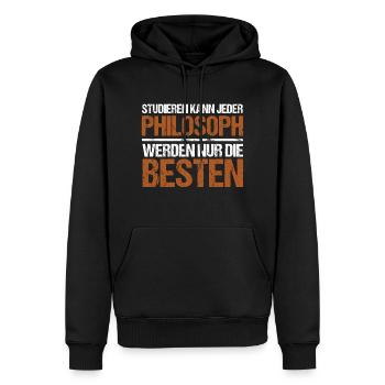 Anyone can study - Philosopher Edition - Men’s Premium Organic Hoodie - black - Front - Nico (187cm)