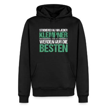 Anyone can study - Plumber Edition - Men’s Premium Organic Hoodie - black - Front - Nico (187cm)