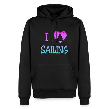 I love Sailing - Männer Premium Bio Hoodie - Schwarz - Vorne - Nico (187cm)