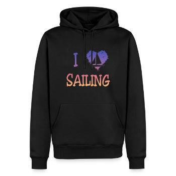 I love Sailing - Männer Premium Bio Hoodie - Schwarz - Vorne - Nico (187cm)