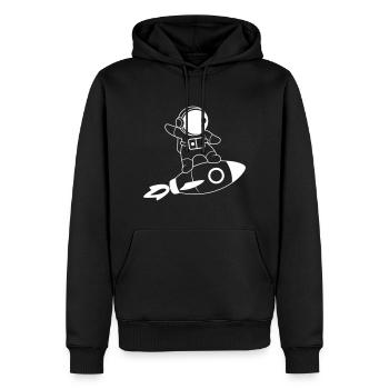 ASTRONAUT RAKETE WELTALL SPACE STERN FLIEGEN MOTIV - Männer Premium Bio Hoodie - Schwarz - Vorne - Nico (187cm)