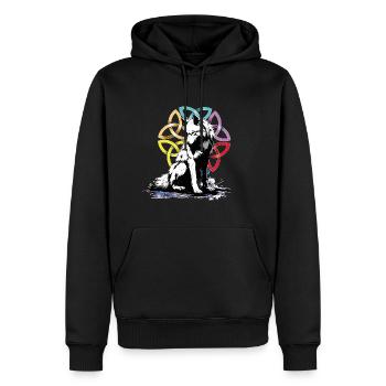 Loup Mandala celtique - Sweat à capuche Premium bio Homme - noir - Devant - Nico (187cm)