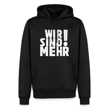 Wir sind mehr! - Einheit in Vielfalt - Männer Premium Bio Hoodie - Schwarz - Vorne - Nico (187cm)