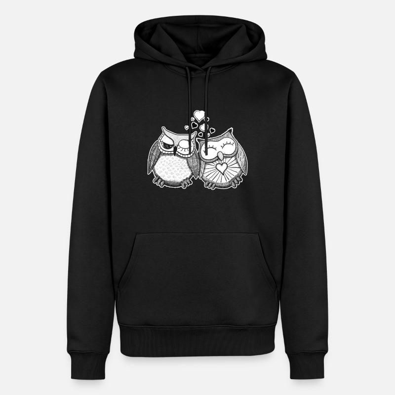 Verliebte Eulen Paar - Männer Premium Bio Hoodie - Schwarz