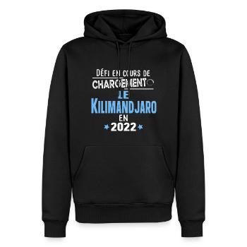 2022 Kilimandjaro Montagne Tanzanie Afrique - Sweat à capuche Premium bio Homme - noir - Devant - Nico (187cm)