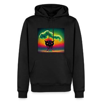 Cathulhu émergeant d’un nuage nucléaire - Sweat à capuche Premium bio Homme - noir - Devant - Nico (187cm)