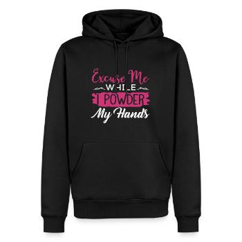 Rock Climbing Excuse Me While I Powder My Hands - Men’s Premium Organic Hoodie - black - Front - Nico (187cm)