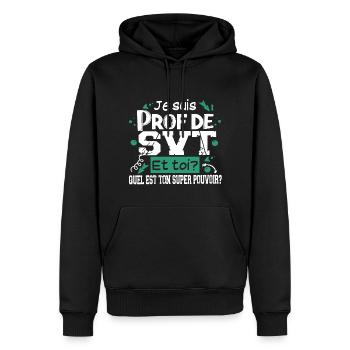 Prof Professeur SVT Sciences Vie Terre Métier - Sweat à capuche Premium bio Homme - noir - Devant - Nico (187cm)