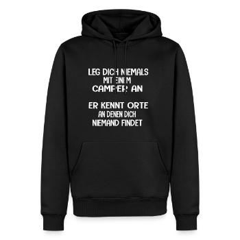 Camping Wohnmobil Van Vintage im Wohnwagen Caravan - Männer Premium Bio Hoodie - Schwarz - Vorne - Nico (187cm)