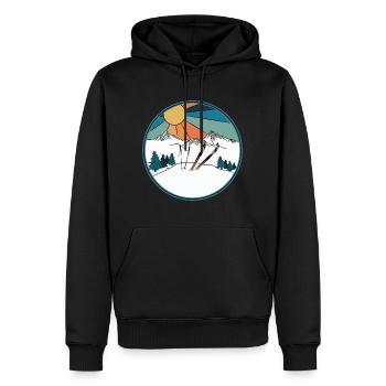 Powder für die People Ski Szene - Männer Premium Bio Hoodie - Schwarz - Vorne - Nico (187cm)