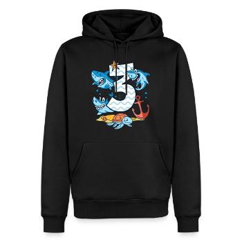 3. Geburtstag Haie Hai Haifisch Junge 3 Jahre alt - Männer Premium Bio Hoodie - Schwarz - Vorne - Nico (187cm)