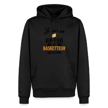 je suis basketteur qui déchire et demi-frère - Sweat à capuche Premium bio Homme - noir - Devant - Nico (187cm)