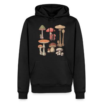 Champignon Mycologie Champignons Recherche de nourriture Amateur de champignons - Sweat à capuche Premium bio Homme - noir - Devant - Nico (187cm)