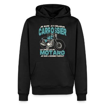 Le meilleur carrossier et le meilleur motard - Sweat à capuche Premium bio Homme - noir - Devant - Nico (187cm)