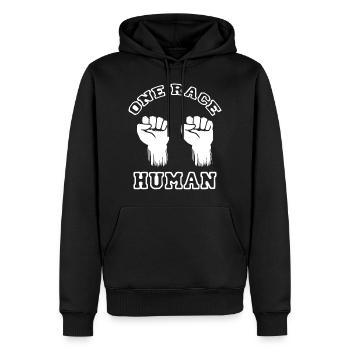 One Race, Human (Une race, humaine) - Sweat à capuche Premium bio Homme - noir - Devant - Nico (187cm)
