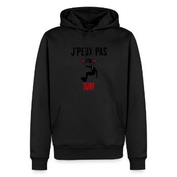 J'peux pas j'ai surf phrase humoristique - Sweat à capuche Premium bio Homme - noir - Devant - Nico (187cm)