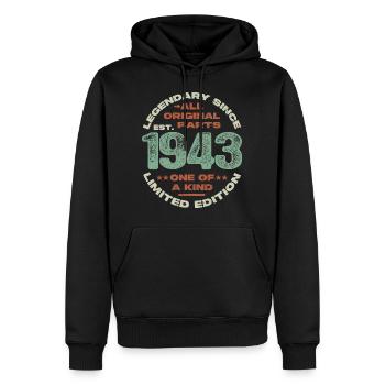 Legendär seit 1943 - 80 Jahre - Männer Premium Bio Hoodie - Schwarz - Vorne - Nico (187cm)