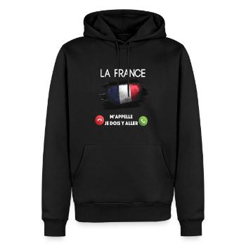 la france - Sweat à capuche Premium bio Homme - noir - Devant - Nico (187cm)
