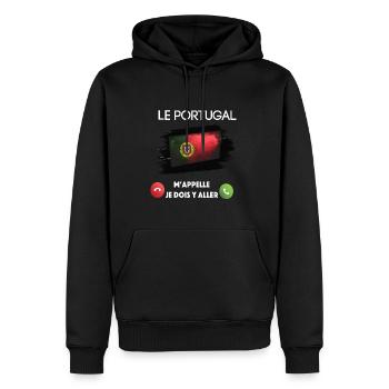 le portugal - Sweat à capuche Premium bio Homme - noir - Devant - Nico (187cm)