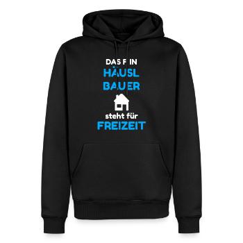 Häuslbauer für Richtfest / Einweihungsfeier - Männer Premium Bio Hoodie - Schwarz - Vorne - Nico (187cm)