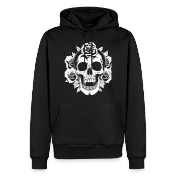 Horreur Crâne Crâne Art Crâne Gothique Heavy Metal - Sweat à capuche Premium bio Homme - noir - Devant - Nico (187cm)