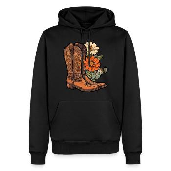 Bottes de cow-boy Fleurs - Sweat à capuche Premium bio Homme - noir - Devant - Nico (187cm)