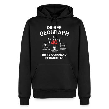 Dieser Geograph ist 40. Schonend behandeln! - Männer Premium Bio Hoodie - Schwarz - Vorne - Nico (187cm)
