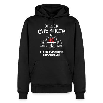 Dieser Chemiker ist 40. Schonend behandeln! - Männer Premium Bio Hoodie - Schwarz - Vorne - Nico (187cm)
