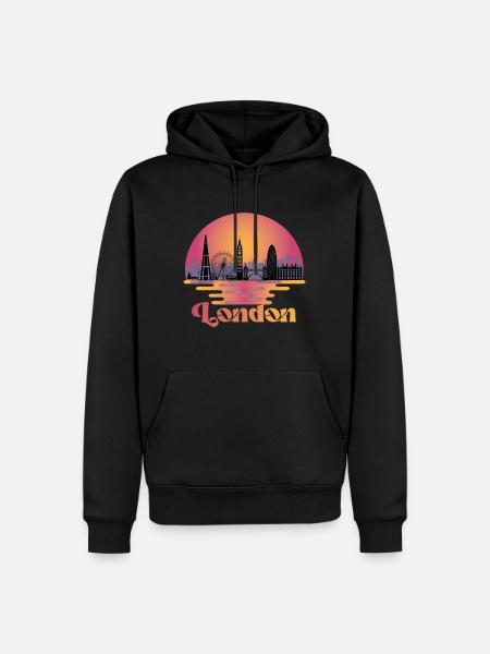 Londres Skyline Royaume-Uni Voyage - Sweat à capuche Premium bio Homme - noir