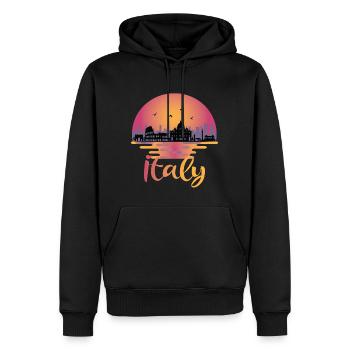 Italie Rome Skyline - Italia Travel - Sweat à capuche Premium bio Homme - noir - Devant - Nico (187cm)