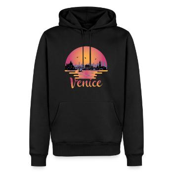 Venise Italie Venise Skyline Italia Voyage - Sweat à capuche Premium bio Homme - noir - Devant - Nico (187cm)