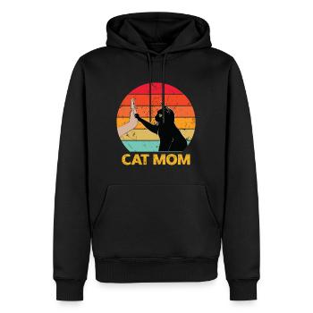 Cat Mom - Cat High Five - Sweat à capuche Premium bio Homme - noir - Devant - Nico (187cm)