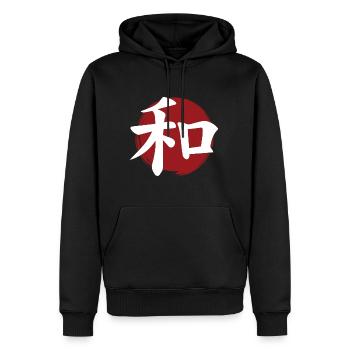 Friedens-Kanji - Männer Premium Bio Hoodie - Schwarz - Vorne - Nico (187cm)