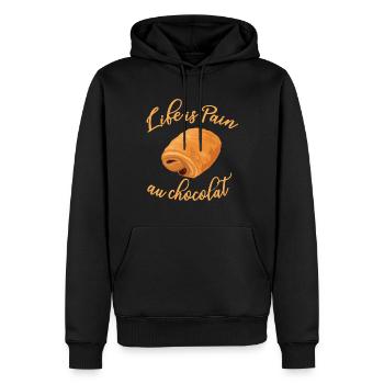 Life is Pain Au Chocolat - Drôle de cuisine française - Sweat à capuche Premium bio Homme - noir - Devant - Nico (187cm)