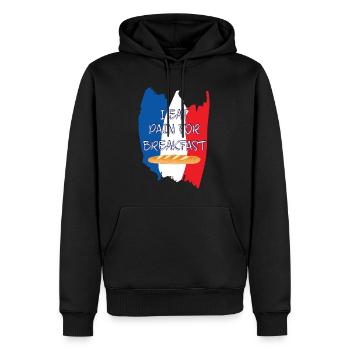 Je mange de la douleur au petit-déjeuner - Drôle de cuisine française - Sweat à capuche Premium bio Homme - noir - Devant - Nico (187cm)
