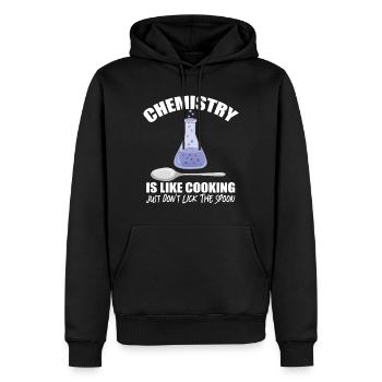 La chimie, c’est comme la cuisine - Sweat à capuche Premium bio Homme - noir - Devant - Nico (187cm)