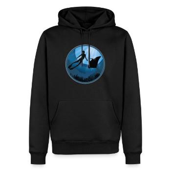 Diver with Manta Ray - Men’s Premium Organic Hoodie - black - Front - Nico (187cm)