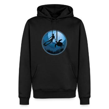 Diver with Sea Turtle - Men’s Premium Organic Hoodie - black - Front - Nico (187cm)