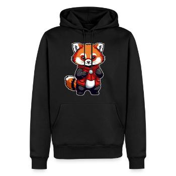 Petit panda comique rouge - Sweat à capuche Premium bio Homme - noir - Devant - Nico (187cm)