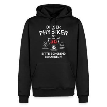 Dieser Physiker ist 50. Schonend behandeln - Männer Premium Bio Hoodie - Schwarz - Vorne - Nico (187cm)