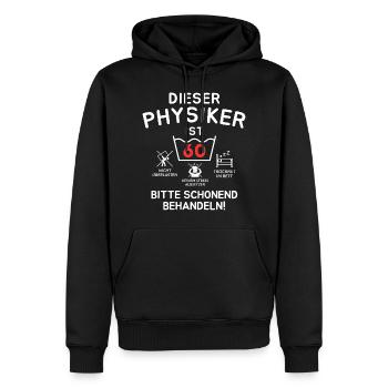 Dieser Physiker ist 60. Schonend behandeln - Männer Premium Bio Hoodie - Schwarz - Vorne - Nico (187cm)