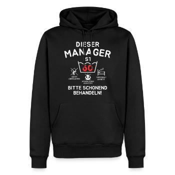 Dieser Manager ist 60. Schonend behandeln - Männer Premium Bio Hoodie - Schwarz - Vorne - Nico (187cm)