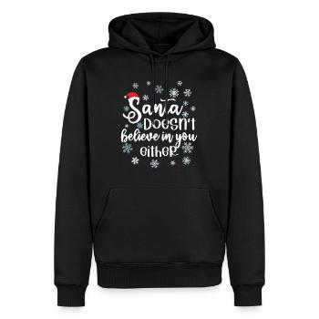 Le Père Noël ne croit pas en vous non plus - Sweat à capuche Premium bio Homme - noir - Devant - Nico (187cm)