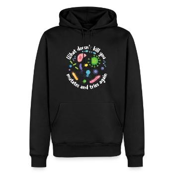 Ce qui ne vous tue pas mute et essaie à nouveau - Sweat à capuche Premium bio Homme - noir - Devant - Nico (187cm)