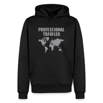 Weltkarte für Berufsreisende - Männer Premium Bio Hoodie - Schwarz - Vorne - Nico (187cm)